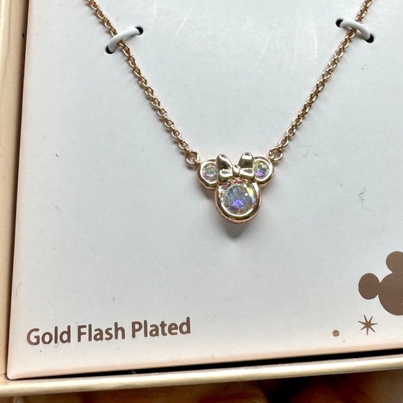 Disney Minnie Mouse Gold Flash Plated Necklace Rose Gold NEW - Picture 4 of 6